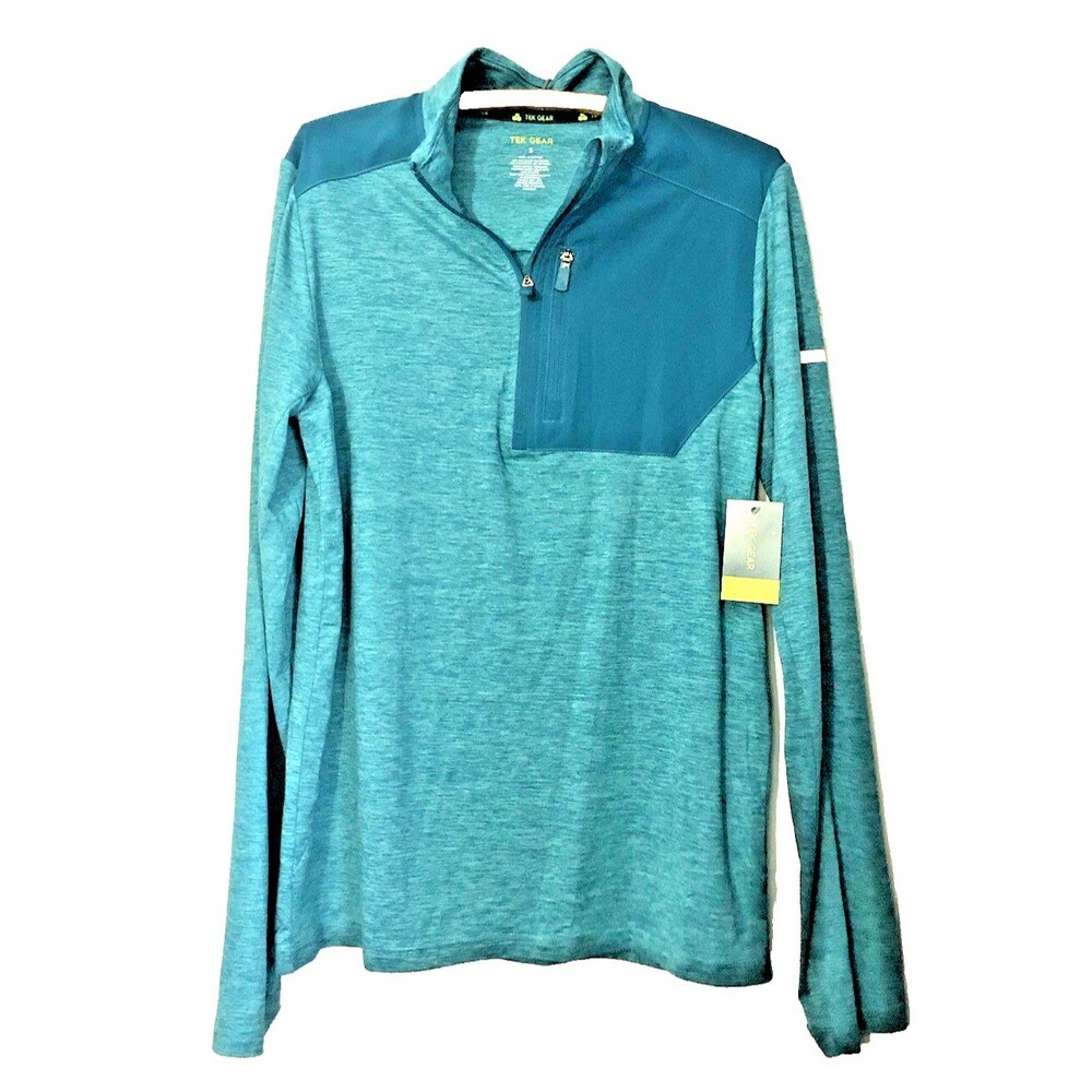 Tek Gear Womens Athletic  Top S 1/4 Zip Stretch Teal Lightweight Zip Pocket NWT
